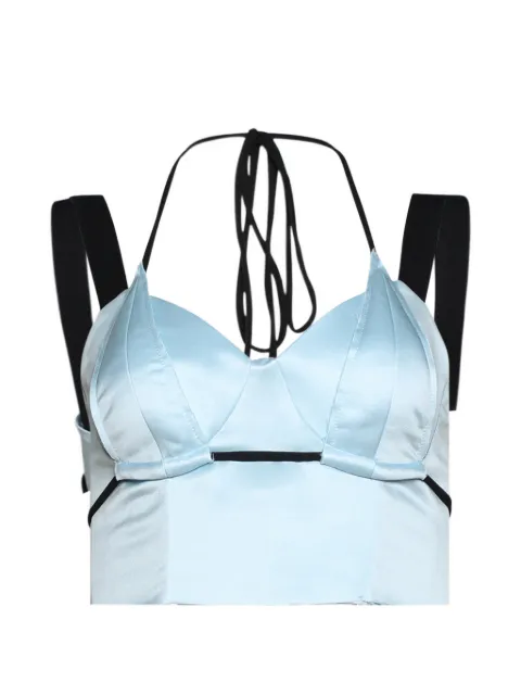 Natasha Zinko satin-finish panelled bra-top Blue RS26NZ204