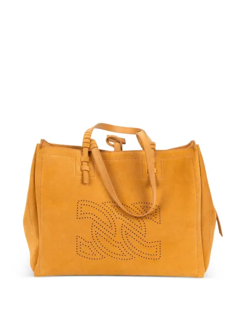 Casadei perforated-logo suede tote bag Neutrals 3W493B0000DLCVL