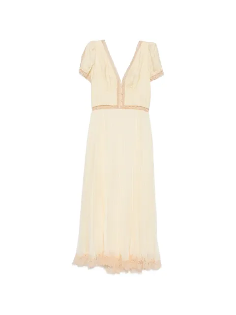 Self-Portrait lace-trim midi dress Yellow PF26018MY