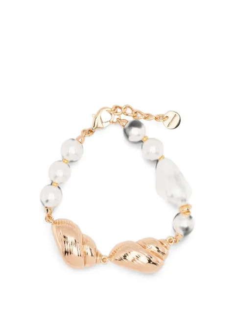 Self-Portrait glass-pearl shell-motif bracelet Gold PF26627BGD