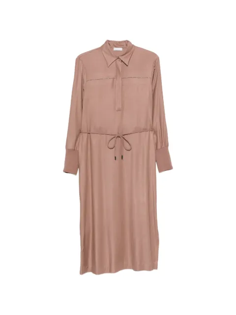 Peserico drawstring-waist long-sleeve midi dress Neutrals S02789A2776