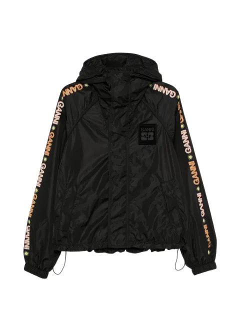 GANNI logo-print hooded jacket Black A1010219
