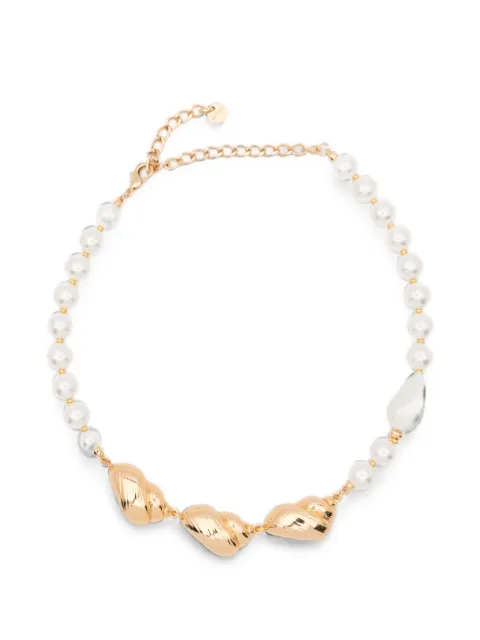 Self-Portrait shell-detail faux-pearl necklace Gold PF26627NGD