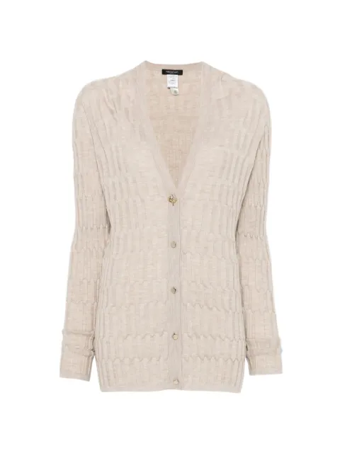 Fabiana Filippi ribbed-knit V-neck cardigan Neutrals MAD216F011N9070000