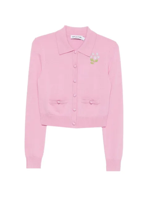 Self-Portrait floral-embroidered cardigan Pink PF26143CP
