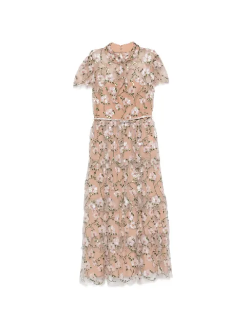 Self-Portrait sequin-embellished floral-embroidered midi dress Pink AW26163MP