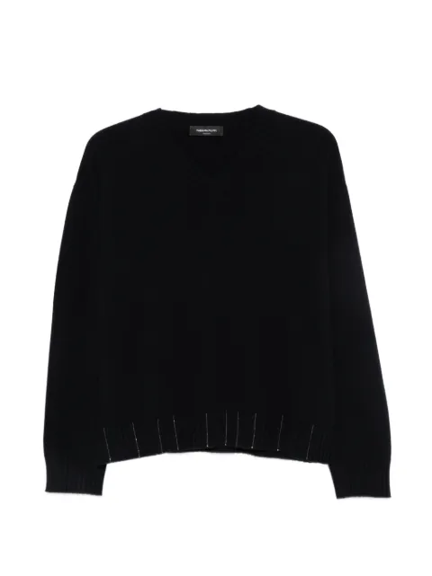Fabiana Filippi bead-embellished V-neck sweater Blue MAD216F015M281