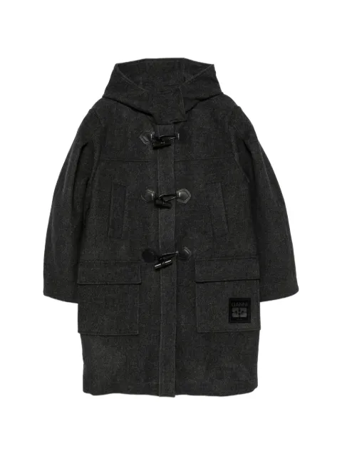 GANNI hooded toggle-fastening coat Grey A1120002