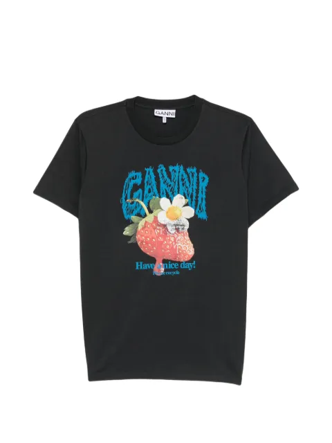 GANNI graphic-print T-shirt Black A105027