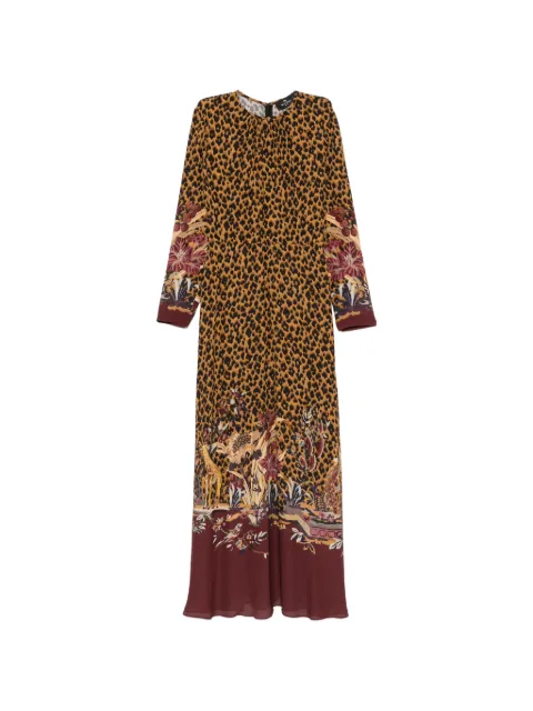 ETRO leopard-print floral-border maxi dress Brown WRHA053599SP41A