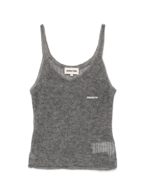 SHUSHU/TONG knit spaghetti-straps top Grey MWDFTO29SUP813