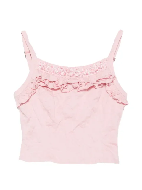 SHUSHU/TONG ruffled lace-trim top Pink MWDFTO13SHR928
