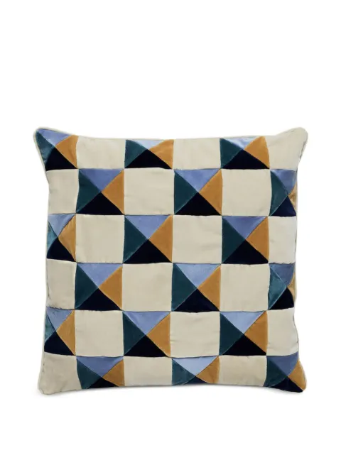 Christina Lundsteen Bonnie geometric velvet cushion Neutrals 266100530410210590