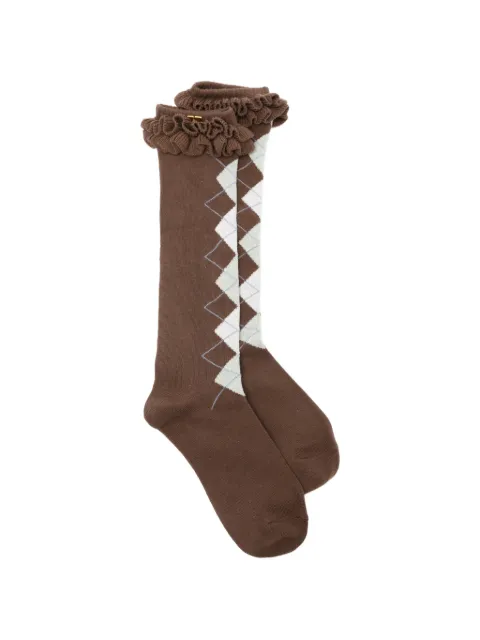 GANNI argyle ruffled socks Brown B3020238