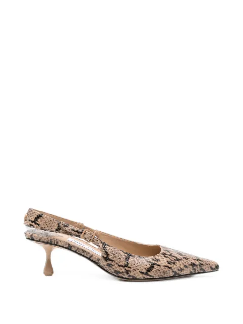 Jimmy Choo Amel snake-effect slingback heeled pumps Neutrals AMEL50GNZ