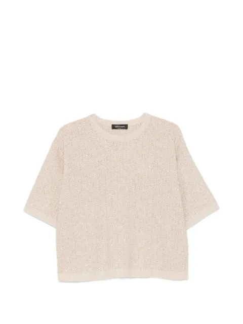Fabiana Filippi sequin-embellished short-sleeve sweater Neutrals MAD216F388M327
