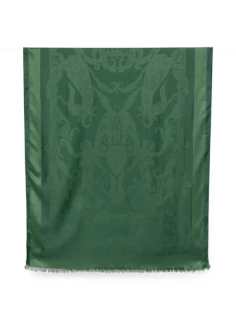 ETRO paisley-jacquard fringed scarf Green WATA0010AQ13C
