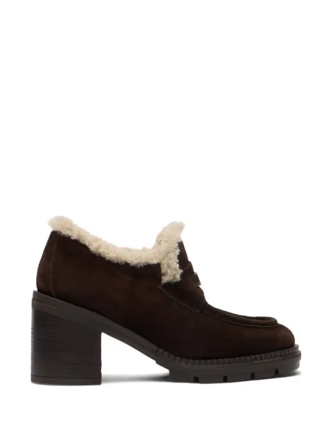 Casadei Concept shearling-trim suede pumps Brown 1D315A0811C28842403