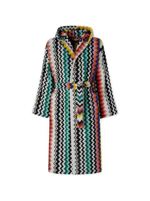 Missoni Home zigzag-pattern hooded bathrobe White 1E3AC99109