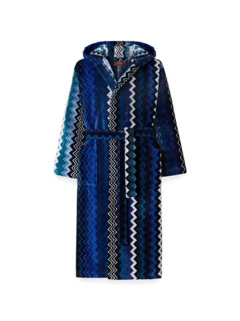 Missoni Home Giacomo hooded zigzag-pattern bathrobe Blue 1G3AC99708