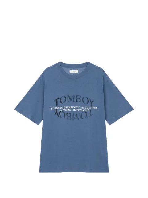 TOMBOY logo-print T-shirt Blue 9106222210
