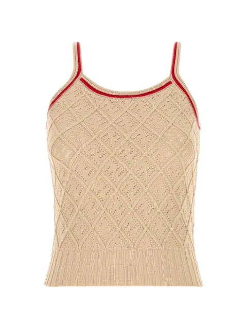 FENDI argyle-motif ribbed-trim top Neutrals FZXF01AWIM