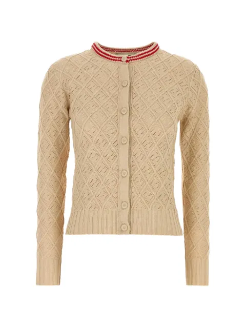 FENDI FF-monogram pointelle-knit cardigan Neutrals FZE576AWIM