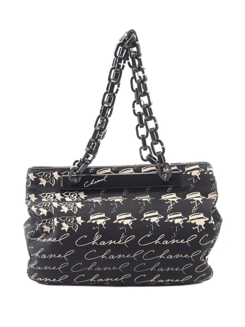 CHANEL Pre-Owned 2005-2006 Canvas Camellia Flower tote bag Black ZN04C8X20WUVEV8Z