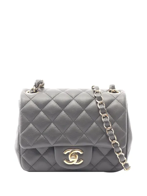 CHANEL Pre-Owned 2019 Mini Square Classic Lambskin Single Flap crossbody bag Grey 8I52CKUU2XTEO2MN