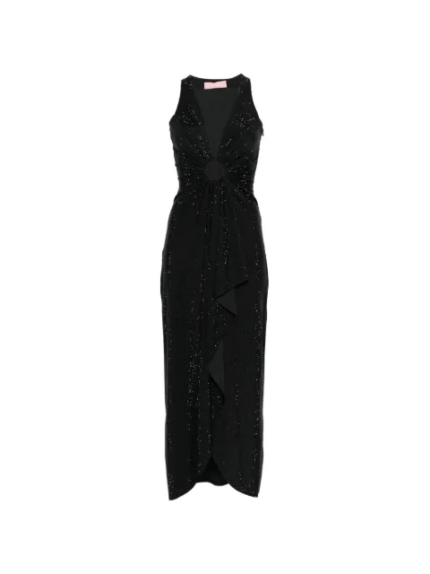 TWENTY FOURHAITCH sequin-embellished ring-detail midi dress Black A0128NER
