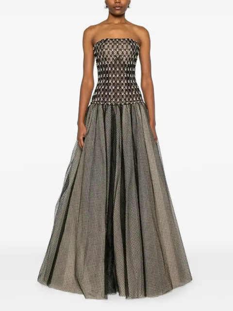 Dina Melwani sequin-embellished tulle maxi dress Black DMSS26170203
