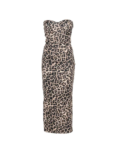 TWENTY FOURHAITCH leopard-print strapless midi dress Neutrals A0113MAC