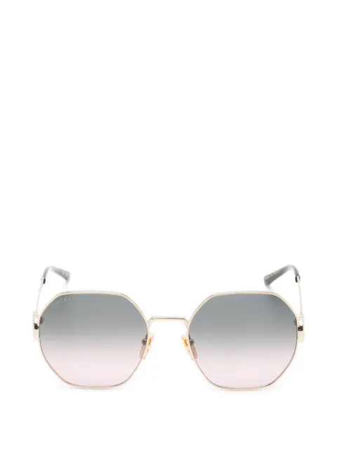 Gucci Eyewear Interlocking G crystal-embellished geometric-frame sunglasses Gold GG2046S