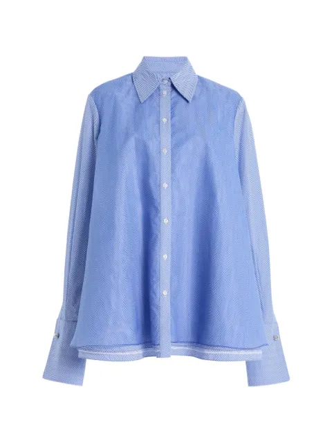 Brandon Maxwell Vaughn layered herringbone shirt Blue TP606SS26B