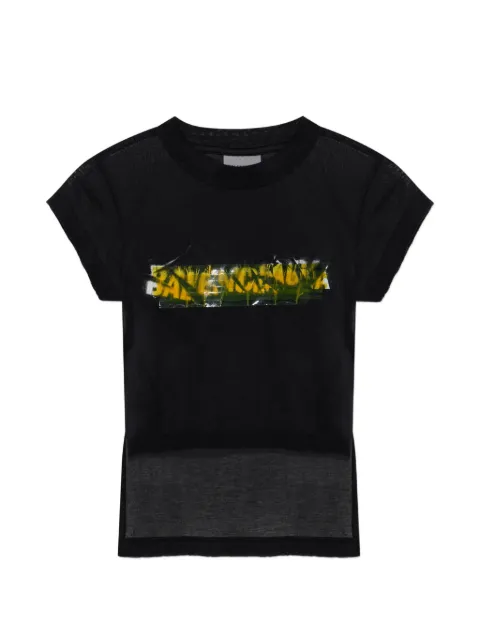 Balenciaga asymmetrical logo-print T-shirt Black 871744TUVI7