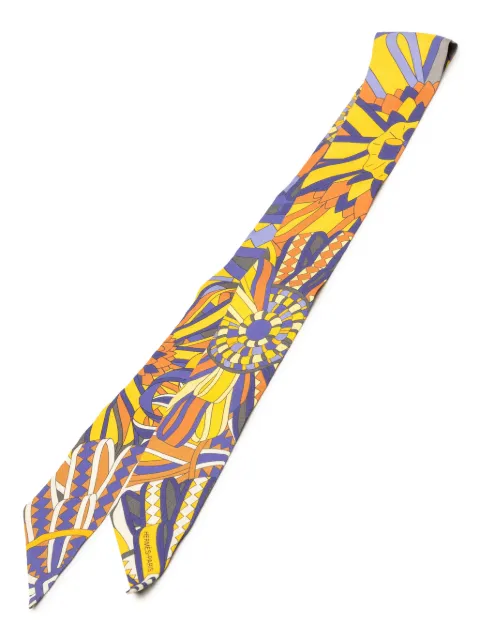 Hermès Pre-Owned 2010-2026 Les Flots Du Cheval Silk Twilly Scarf scarves Blue 91GBG2KUJMITHZ3Q
