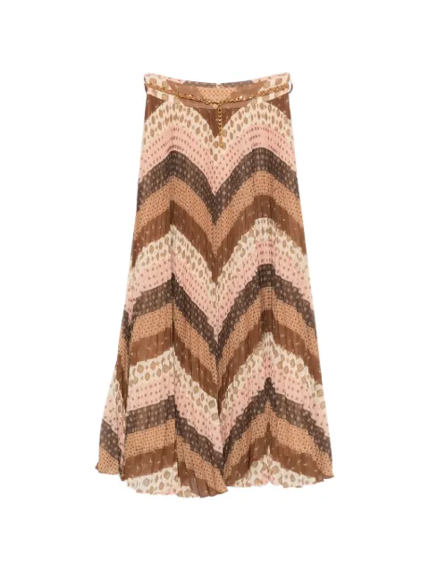ZIMMERMANN Sunray chevron-print midi pleated skirt Brown 4549SF26R