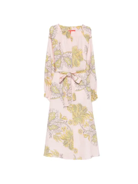 La DoubleJ floral-print belted dress Pink DRE0818LIN014SWA01