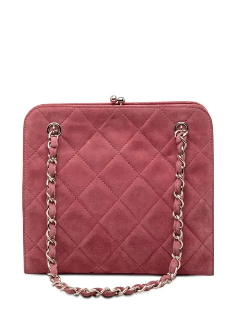 CHANEL Pre-Owned 1996-1997 CC Quilted Suede Kiss Lock handbag Pink YQYSNAT1JS7K1N8V