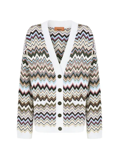 Missoni zigzag-knit V-neck cardigan White DS26WM0QBK01KO