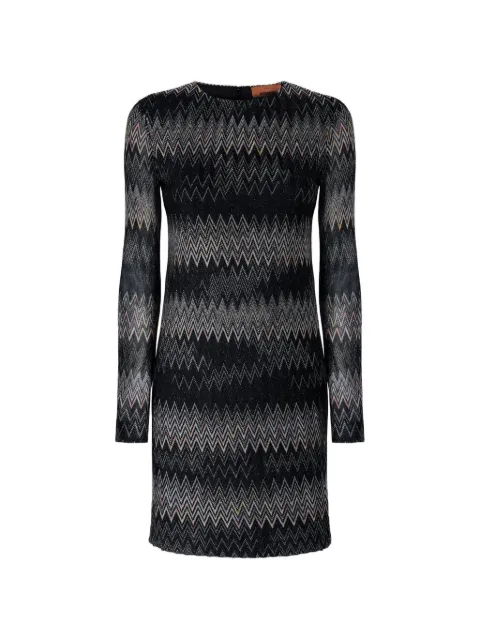 Missoni long-sleeve viscose lamé Chevron mini dress Black DS26WG36BR0153