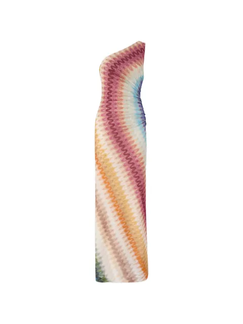 Missoni Zigzag one-shoulder dress Neutrals DS26WG1SBR015K