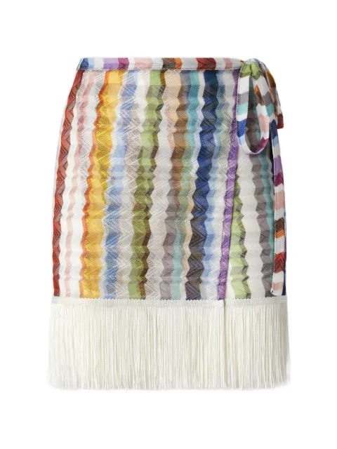 Missoni Zigzag fringe-trim skirt White MC25WH00BR015Z