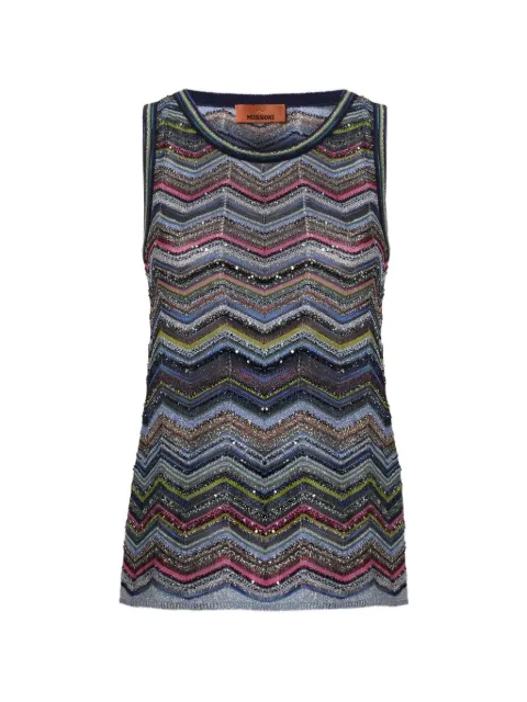 Missoni sleeveless Chevron viscose-blend top Blue DS26WK0HBK01KS