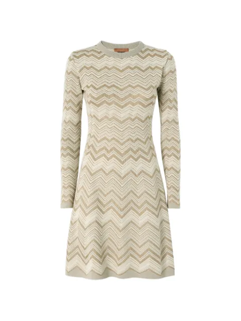 Missoni zigzag-knit long-sleeve dress Neutrals DC26WG00BK01JZ