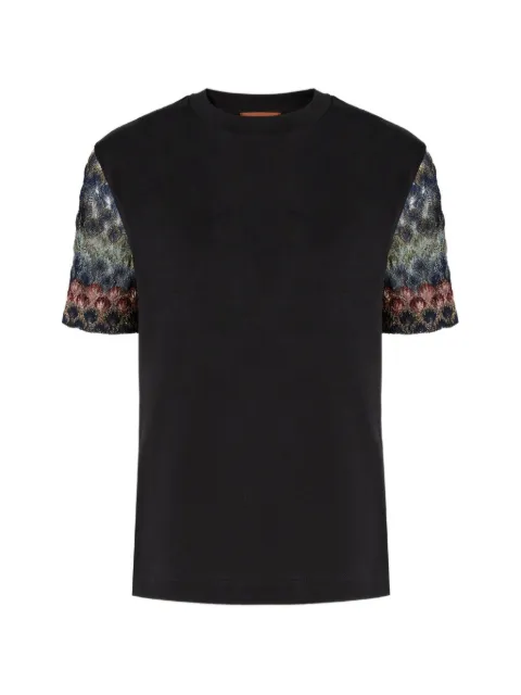 Missoni cotton crewneck T-shirt with Chevron details Black DS26WL01BJ00R4