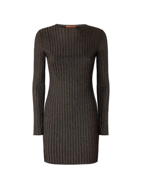 Missoni ribbed viscose lamé mini dress Brown DS26WG24BK01JE