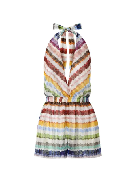 Missoni Zigzag-knit halterneck playsuit Neutrals MC24SG00BR015Z