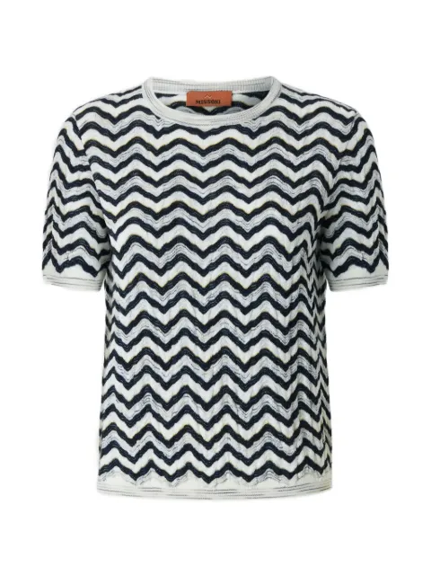 Missoni zigzag-knit short-sleeve sweater Blue DS26WN0BBK01JF