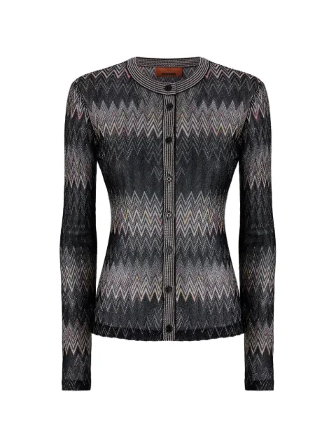 Missoni viscose lamé Chevron crewneck cardigan Black DS26WM1DBR0153